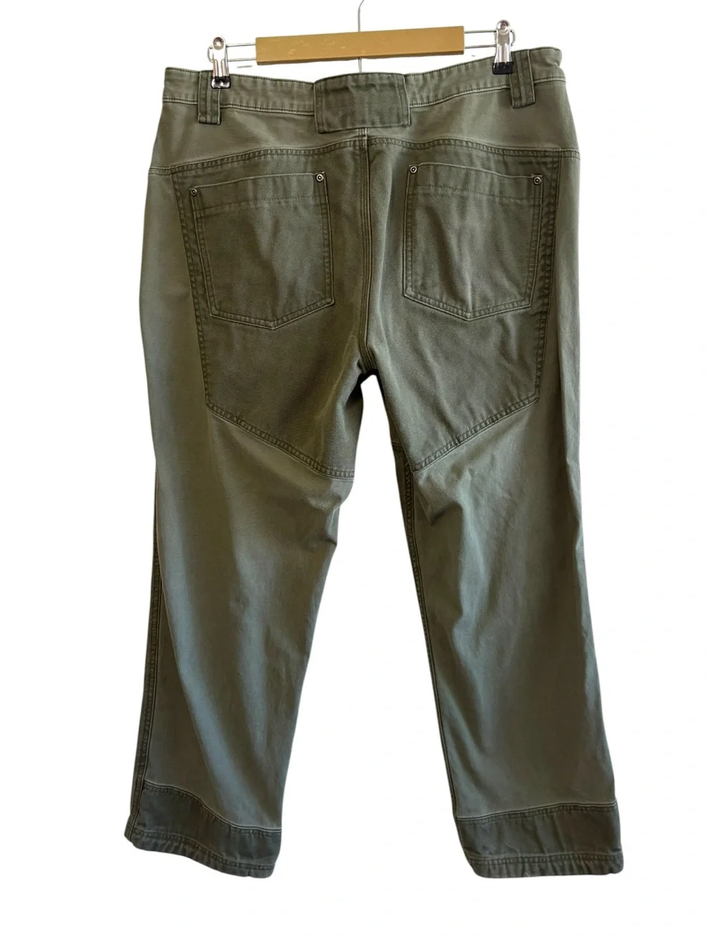 Duluth Trading Co Size 38 Green Flex Fire Hose Canvas Patchwork Jeans Workwear